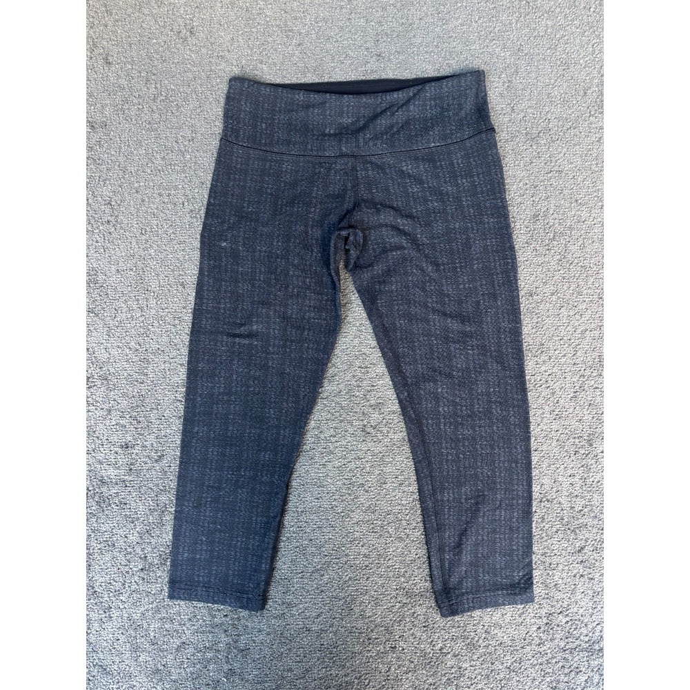 Lululemon Yoga Leggings Women's Size 8 Houndstooth Gray Elastic Waist Pull On